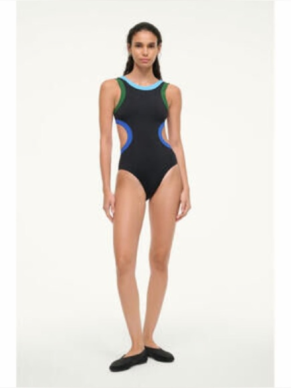 STAUD NWT Dolce Colorblock Cut Out One Piece Bathing Suit